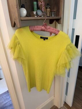 Sweet & Chic Lemon Tulle Ruffle Short-Sleeve Tee